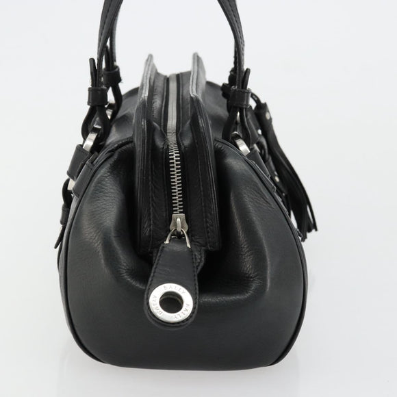 BALLY Hand Bag Leather Black Silver Auth 178121A