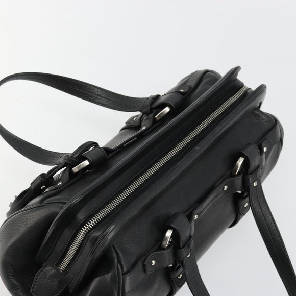 BALLY Hand Bag Leather Black Silver Auth 178121A
