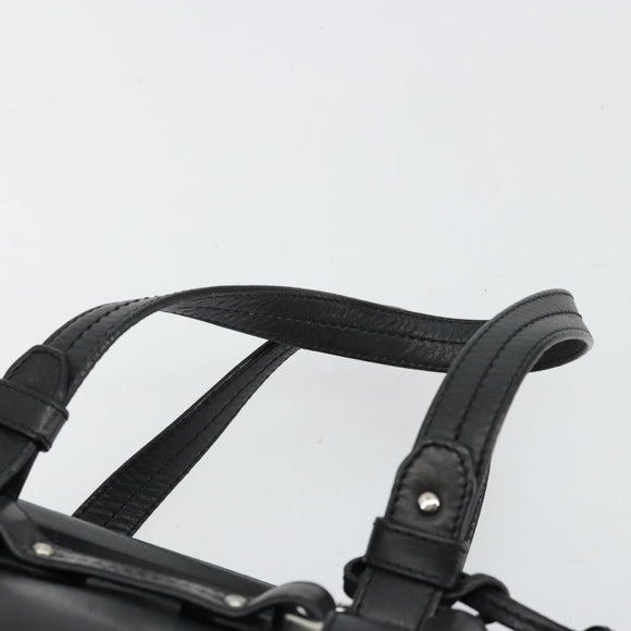 BALLY Hand Bag Leather Black Silver Auth 178121A