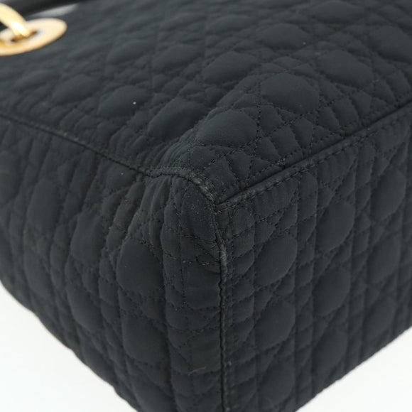 Christian Dior Canage Hand Bag Nylon Black Gold Auth 178124A