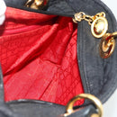Christian Dior Canage Hand Bag Nylon Black Gold Auth 178124A-18