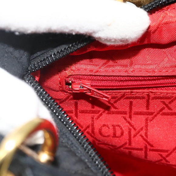 Christian Dior Canage Hand Bag Nylon Black Gold Auth 178124A