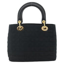 Christian Dior Canage Hand Bag Nylon Black Gold Auth 178124A-3