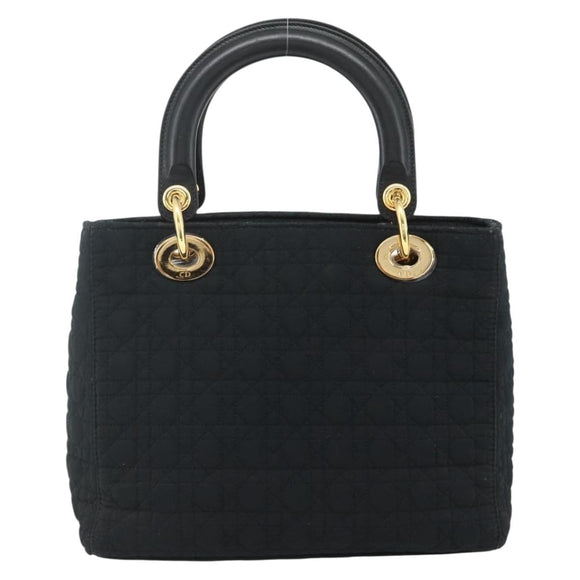 Christian Dior Canage Hand Bag Nylon Black Gold Auth 178124A