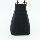 Christian Dior Canage Hand Bag Nylon Black Gold Auth 178124A-4