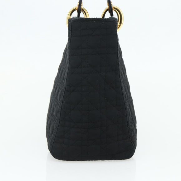 Christian Dior Canage Hand Bag Nylon Black Gold Auth 178124A