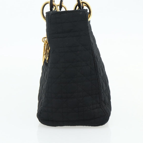 Christian Dior Canage Hand Bag Nylon Black Gold Auth 178124A