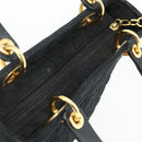 Christian Dior Canage Hand Bag Nylon Black Gold Auth 178124A-6