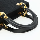 Christian Dior Canage Hand Bag Nylon Black Gold Auth 178124A-7