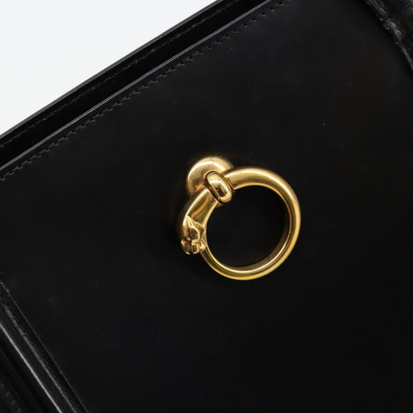 CARTIER PANTHERE Tote Bag Leather Black Gold Auth 178125