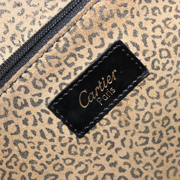 CARTIER PANTHERE Tote Bag Leather Black Gold Auth 178125