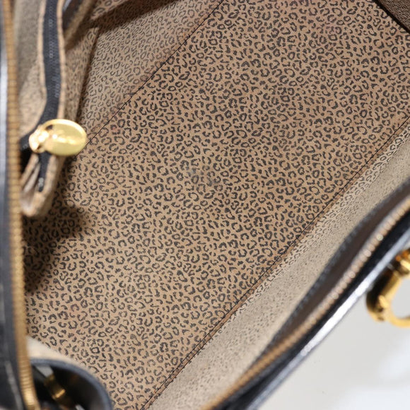 CARTIER PANTHERE Tote Bag Leather Black Gold Auth 178125