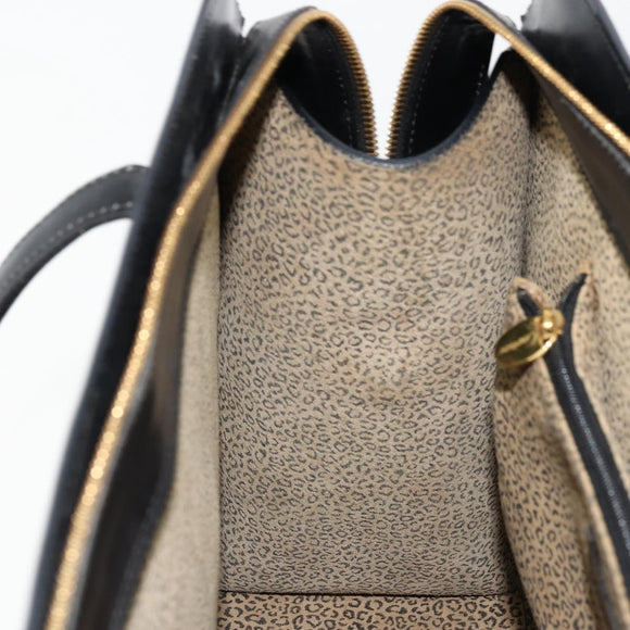 CARTIER PANTHERE Tote Bag Leather Black Gold Auth 178125