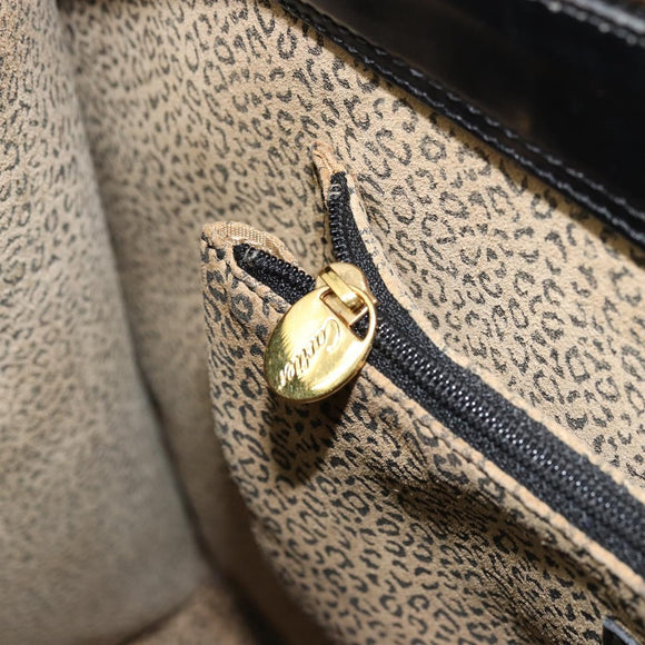 CARTIER PANTHERE Tote Bag Leather Black Gold Auth 178125