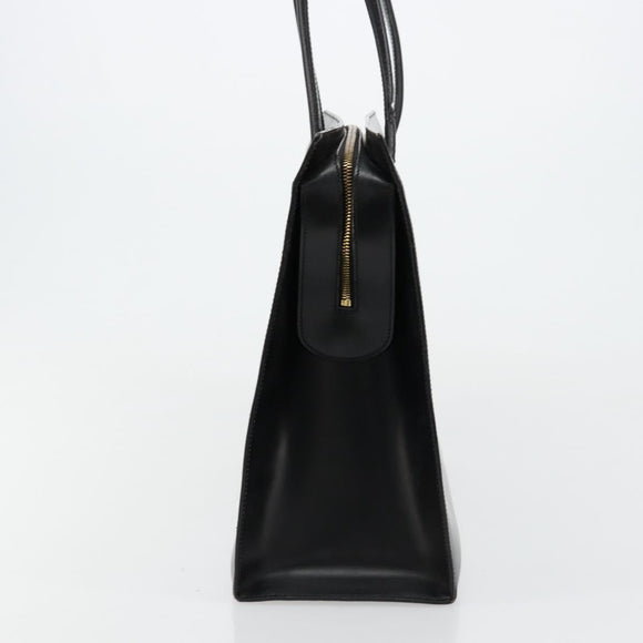 CARTIER PANTHERE Tote Bag Leather Black Gold Auth 178125