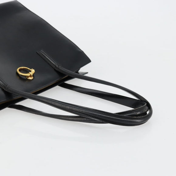 CARTIER PANTHERE Tote Bag Leather Black Gold Auth 178125