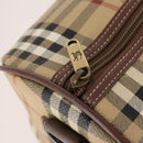 Burberrys Nova Check Boston Bag PVC Leather Beige Gold Auth 178126-15