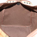 Burberrys Nova Check Boston Bag PVC Leather Beige Gold Auth 178126-18