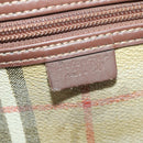 Burberrys Nova Check Boston Bag PVC Leather Beige Gold Auth 178126-19