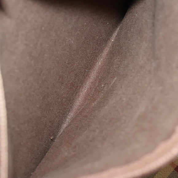 Burberrys Nova Check Boston Bag PVC Leather Beige Gold Auth 178126