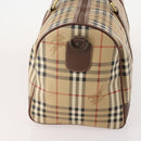 Burberrys Nova Check Boston Bag PVC Leather Beige Gold Auth 178126-4