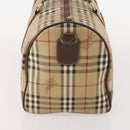 Burberrys Nova Check Boston Bag PVC Leather Beige Gold Auth 178126-5