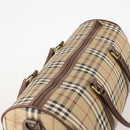 Burberrys Nova Check Boston Bag PVC Leather Beige Gold Auth 178126-6