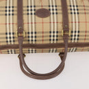 Burberrys Nova Check Boston Bag PVC Leather Beige Gold Auth 178126-7