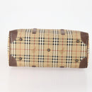Burberrys Nova Check Boston Bag PVC Leather Beige Gold Auth 178126-9