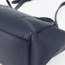 BALLY Hand Bag Leather 2way Navy Silver Auth 178127-9