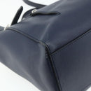 BALLY Hand Bag Leather 2way Navy Silver Auth 178127-16