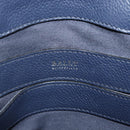 BALLY Hand Bag Leather 2way Navy Silver Auth 178127-19
