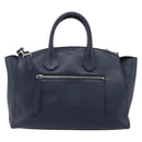 BALLY Hand Bag Leather 2way Navy Silver Auth 178127-13