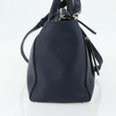 BALLY Hand Bag Leather 2way Navy Silver Auth 178127-3