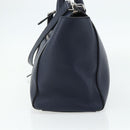 BALLY Hand Bag Leather 2way Navy Silver Auth 178127-4