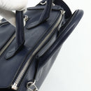 BALLY Hand Bag Leather 2way Navy Silver Auth 178127-6