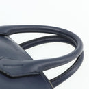 BALLY Hand Bag Leather 2way Navy Silver Auth 178127-14