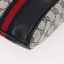 GUCCI GG Supreme Sherry Line Shoulder Bag PVC Navy Gold Auth 178128-15