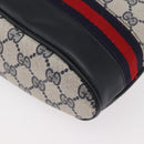 GUCCI GG Supreme Sherry Line Shoulder Bag PVC Navy Gold Auth 178128-16