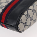 GUCCI GG Supreme Sherry Line Shoulder Bag PVC Navy Gold Auth 178128-17