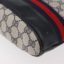 GUCCI GG Supreme Sherry Line Shoulder Bag PVC Navy Gold Auth 178128-10
