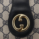 GUCCI GG Supreme Sherry Line Shoulder Bag PVC Navy Gold Auth 178128-18