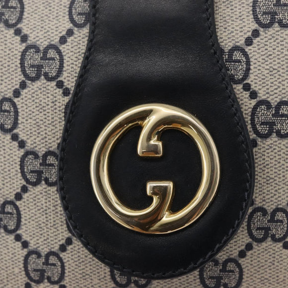 GUCCI GG Supreme Sherry Line Shoulder Bag PVC Navy Gold Auth 178128
