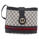 GUCCI GG Supreme Sherry Line Shoulder Bag PVC Navy Gold Auth 178128-13