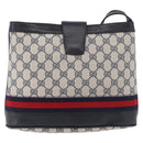 GUCCI GG Supreme Sherry Line Shoulder Bag PVC Navy Gold Auth 178128-2