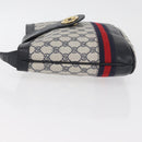 GUCCI GG Supreme Sherry Line Shoulder Bag PVC Navy Gold Auth 178128-4