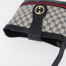 GUCCI GG Supreme Sherry Line Shoulder Bag PVC Navy Gold Auth 178128-6