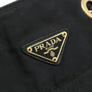 PRADA Ketting Tote Tas Nylon Zwart Goud Auth 178129-17