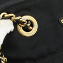 PRADA Ketting Tote Tas Nylon Zwart Goud Auth 178129-18