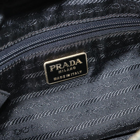 PRADA Ketting Tote Tas Nylon Zwart Goud Auth 178129